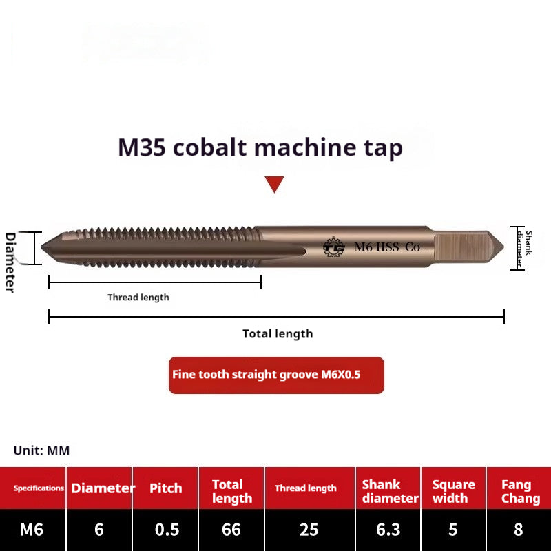 2122-M35 straight groove tap containing cobalt stainless steel, special fine tooth coarse tooth machine, tapping drill bit tool wire Shandong Denso Pricision Tools Co.,Ltd.